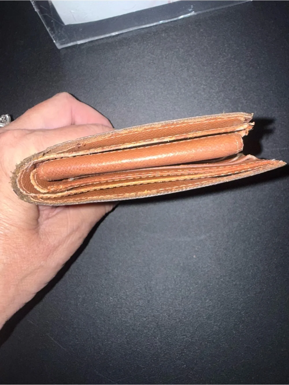 Louis Vuitton Brown Monogram Money wallet with Tan Trim
